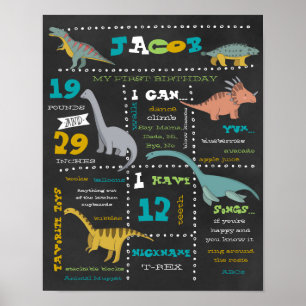 Geburtstags-Meilensteine Poster - Dinosaurier