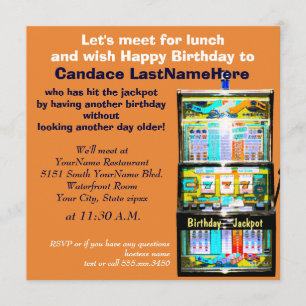 Geburtstags-Mittagessen-Spielautomat-Jackpot Einladung