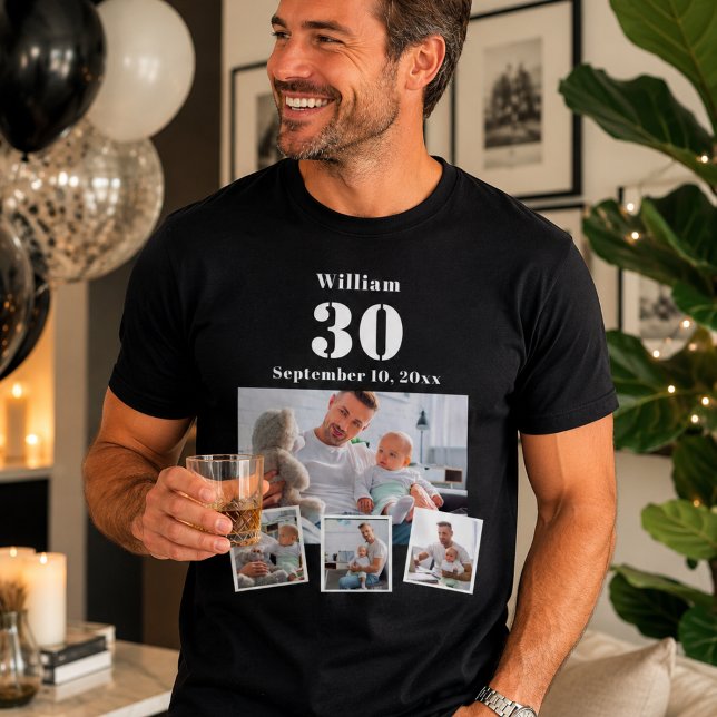 Geburtstags-Name-Alter-Fotocollage T-Shirt (Von Creator hochgeladen)