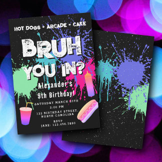 Geburtstags-Neon-Graffiti-Teenager-Hot-Dogs für Ju Einladung