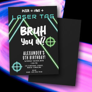 Geburtstags-Neon-Lasertag für Bruh Boy Einladung