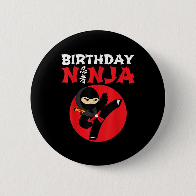 Geburtstags-Ninja - Kinder-Ninja-Geburtstagsfeier  Button (Vorderseite)