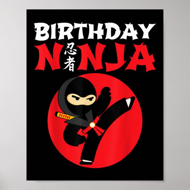Geburtstags-Ninja - Kinder-Ninja-Geburtstagsfeier  Poster (Vorne)