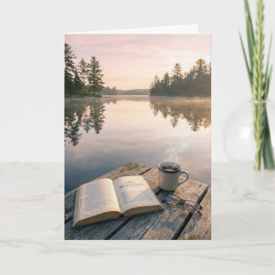 Geburtstags-Offenes-Buch-Mit-Kaffee-An-Einem-See-S Karte