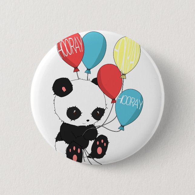 Geburtstags-Panda mit Ballonen Button (Vorderseite)
