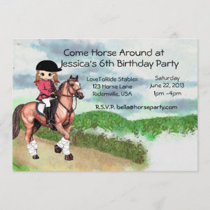Geburtstags-Party des Mädchens Pferde Einladung