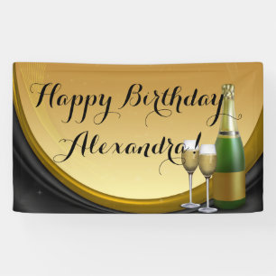 Geburtstags-Party-Fahne Goldchampagne Banner