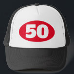 Geburtstags-Party-Fernlastfahrerhut mit Truckerkappe<br><div class="desc">Geburtstags-Party-Fernlastfahrerhut mit kundenspezifischer Alterszahl. 60. 70. 80. etc. kundenspezifisches Logo IE 50. mit Jahr oder Alter. Spaßzusatz für die Männer und Frauen,  die fünfzig drehen.</div>