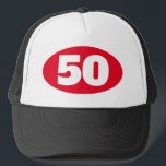 Geburtstags-Party-Fernlastfahrerhut mit Truckerkappe<br><div class="desc">Geburtstags-Party-Fernlastfahrerhut mit kundenspezifischer Alterszahl. 60. 70. 80. etc. kundenspezifisches Logo IE 50. mit Jahr oder Alter. Spaßzusatz für die Männer und Frauen,  die fünfzig drehen.</div>