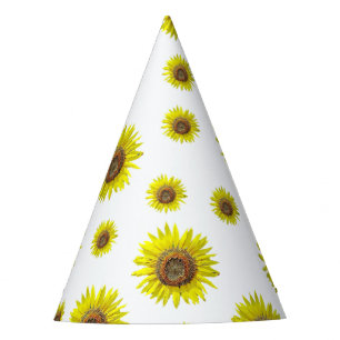 Geburtstags-Party-Hut-weiße gelbe Sonnenblume Partyhütchen