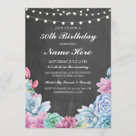Geburtstags-Party-laden 40. 50. PastelleSucculents Einladung