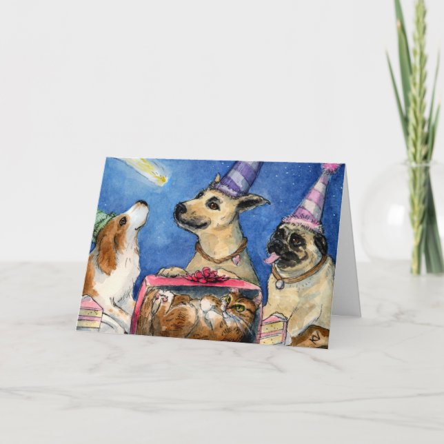 Geburtstags-Partykarte des Hundes Karte (Vorderseite)
