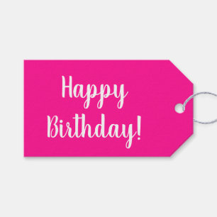 Geburtstags-Pastell-Heißrosa-Typografie Geschenkanhänger