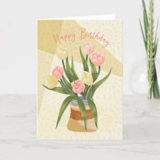 Geburtstags-Pastellfarben Rosa und Gelbe Tulpen au Dankeskarte