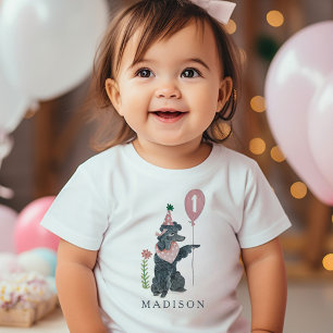 Geburtstags-Paw-ty süßer Pudel-Hund mit individuel Baby T-shirt