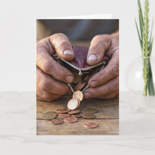 Geburtstags-Pennies in einem Münzbeutel Karte