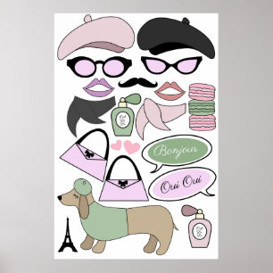 Geburtstags-Photobooth-Requisiten im Emily-in-Pari Poster