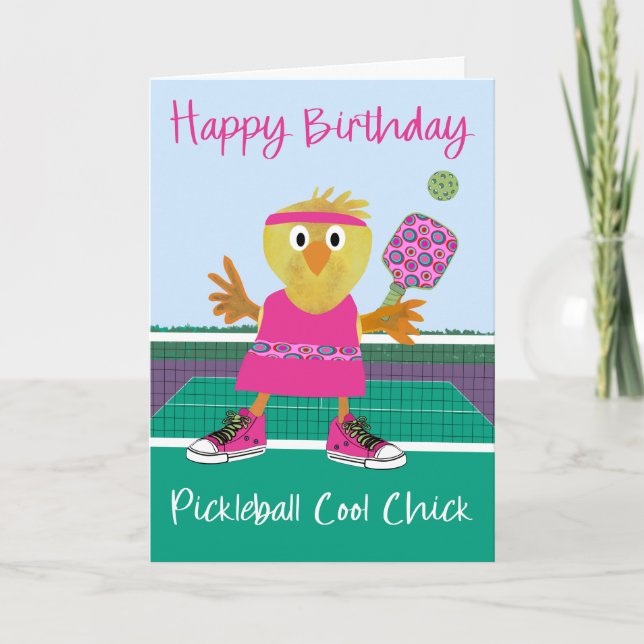Geburtstags-Pickleball-Cool-Chick Karte (Vorderseite)
