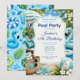 Geburtstags-Poolparty für Jungen Einladung