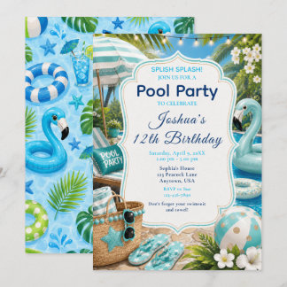 Geburtstags-Poolparty für Jungen Einladung