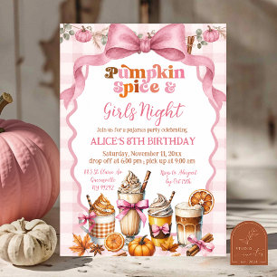 Geburtstags-Pyjama-Party Pinker Kürbis Herbst Einladung