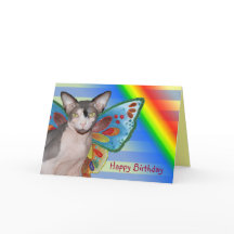 Geburtstags-Regenbogen-Katzen-Fee der Karten-|