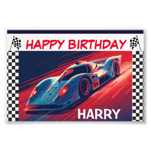 GEBURTSTAGS RENNWAGEN BANNER FOTODRUCK