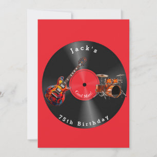 Geburtstags-Retro-Schallplatte Rock-Musik Gitarre Einladung