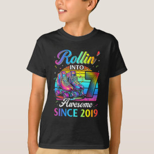 Geburtstags-Roller-Skating 7. Mädchen Rollin Into T-Shirt