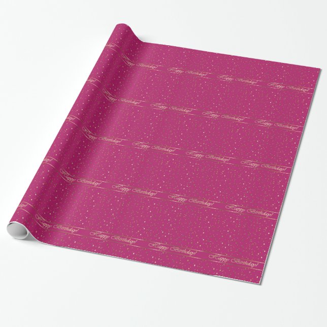 Geburtstags-rosa goldenes Stern-Packpapier Geschenkpapier (Ungerollt)