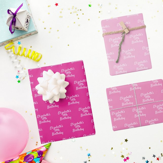Geburtstags-Rosa-Mädchen Geschenkpapier Set (Von Creator hochgeladen)