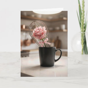 Geburtstags-Rosa-Rose im Draht-Schneebesen Karte