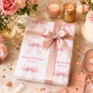 Geburtstags-Rosabogen weißes Mädchen Geschenkpapier