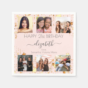 Geburtstags Rose Gold Foto Collage beste Freunde Serviette
