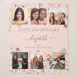 Geburtstags Rose Goldfreunde Foto Collage Sherpadecke