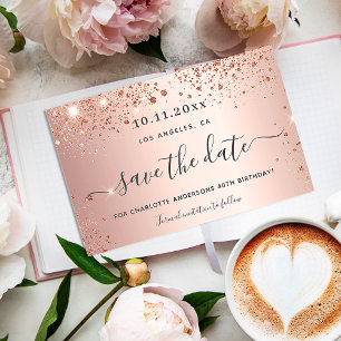 Geburtstags-Rose Goldkarte Save the Date