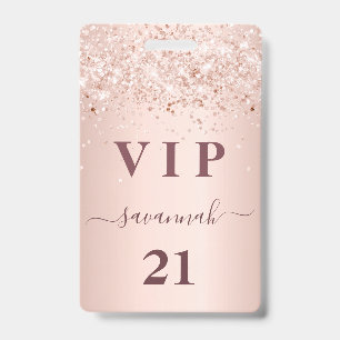 Geburtstags-Roségold-Schimmer Rosa Name VIP Ausweis