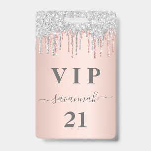 Geburtstags-Roségold-Tropfen pink silber vip Ausweis