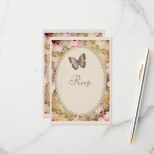 Geburtstags-Rosen-Schmetterling, Musiknoten RSVP Karte