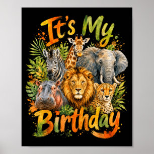Geburtstags-Safari-Dschungel-Zoo-Tiere Geburtstags Poster