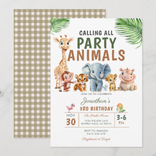 Geburtstags-Safari-Party für alle Party-Tiere Einladung