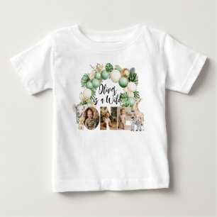 Geburtstags-Safari-Tierfoto zum Wilden Ersten Baby T-shirt