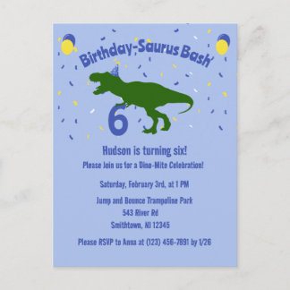 "Geburtstags-Saurus" Kinder-Dinosaurier-Geburtstag Einladungspostkarte