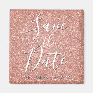 Geburtstags-Save-the-Date Rose Gold Pink Glitter Magnet