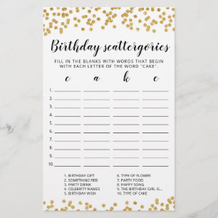Geburtstags-Scattergories editierbares Spiel