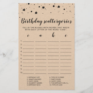 Geburtstags-Scattergories editierbares Spiel