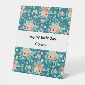 Geburtstags-Schild mit Blumen für Mädchen Sockelschild