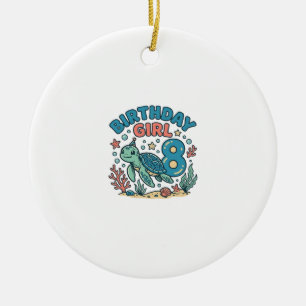 Geburtstags-Schildkröte 8. Geburtstags-Shirt-Desig Keramik Ornament