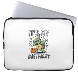 Geburtstags-Schildkröten-Basketball-Party-Vektorde Laptopschutzhülle