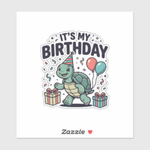 Geburtstags-Schildkröten-Party-Vektordesign_1 Aufkleber
